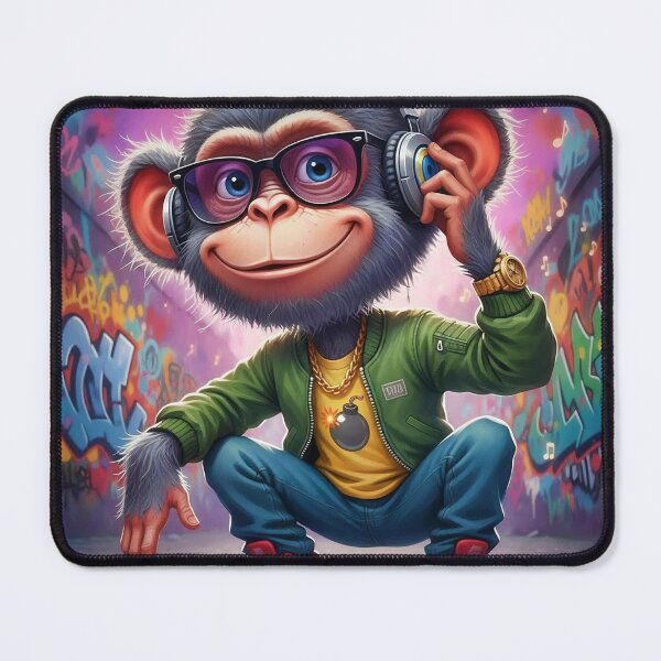 Item preview, Cool Hip Hop Monkey with Headphones and Graffiti Street Art designed and sold by Pixel Pout.