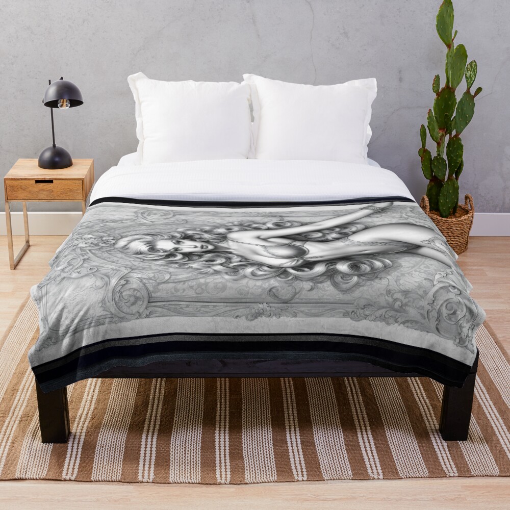 La captivante blonde Arania Art Nouveau Portrait AI Concept Art par Xzendor7 3 The Captivating Blonde Arania Art Nouveau Portrait Mesmerizing AI Concept Art by Xzendor7 Decorative Art Print Throw Blanket