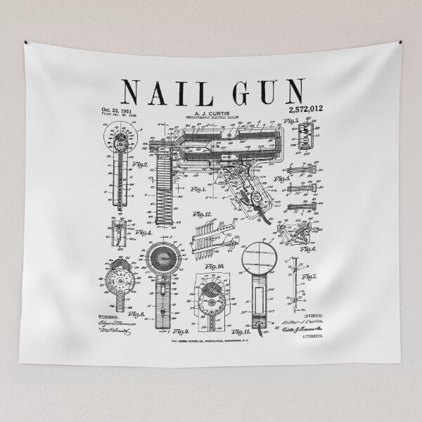 Item preview, Carpenter Builder Construction Nail Gun Vintage Patent designed and sold by GrandeDuc.