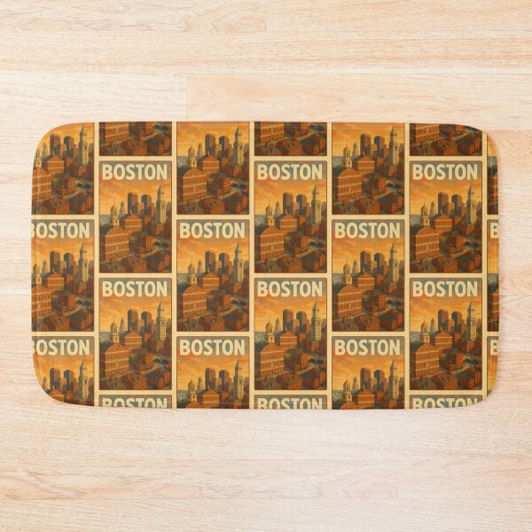 Item preview, URBAN RETRO DREAMS BOSTON Skyline (iconic brick facades to the distinctive towers) designed and sold by Earth Celebration Designs.