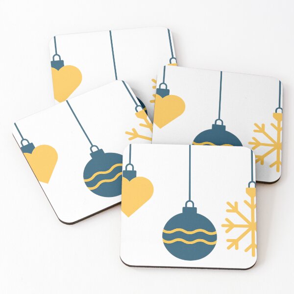 Item preview, Minimalist Blue Gold Snowflake Heart Christmas Baubles designed and sold by Lyvion design.