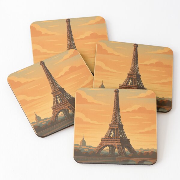 Item preview, Vintage 1920s Art Deco Paris Travel Poster – Eiffel Tower Sunset Illustration designed and sold by VintageZone.