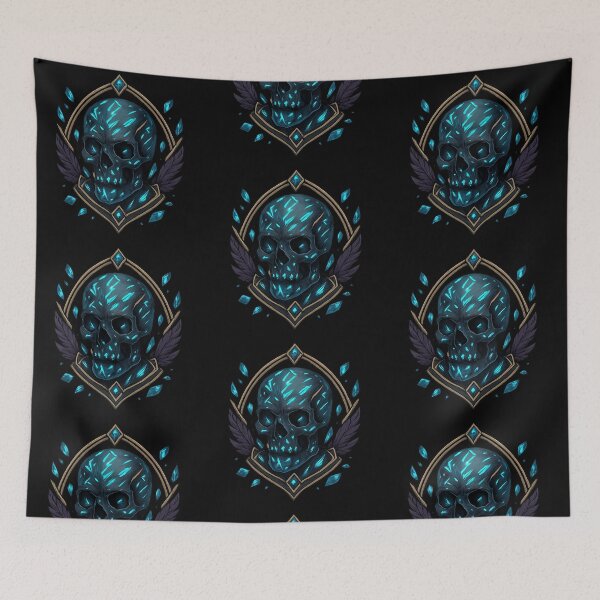 Item preview, Crystal blue skull with wings and gems designed and sold by LaNadaYFundante.