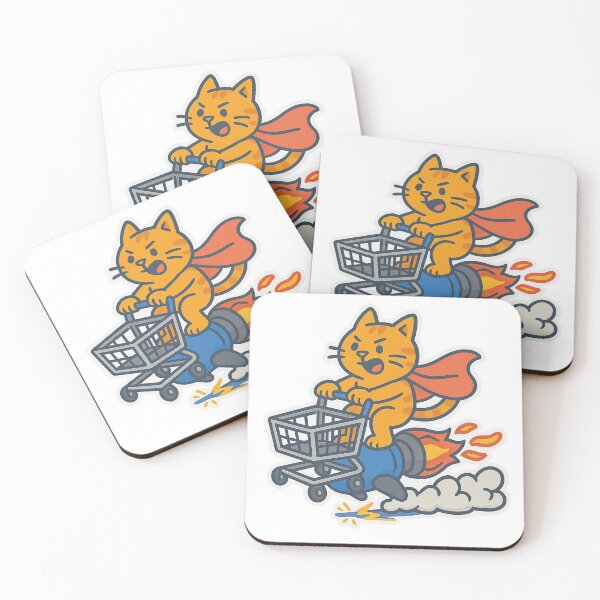 Item preview, Rocket Shopping Cart Cat – Funny Super Cat on Turbo Cart designed and sold by MeowLaugh.