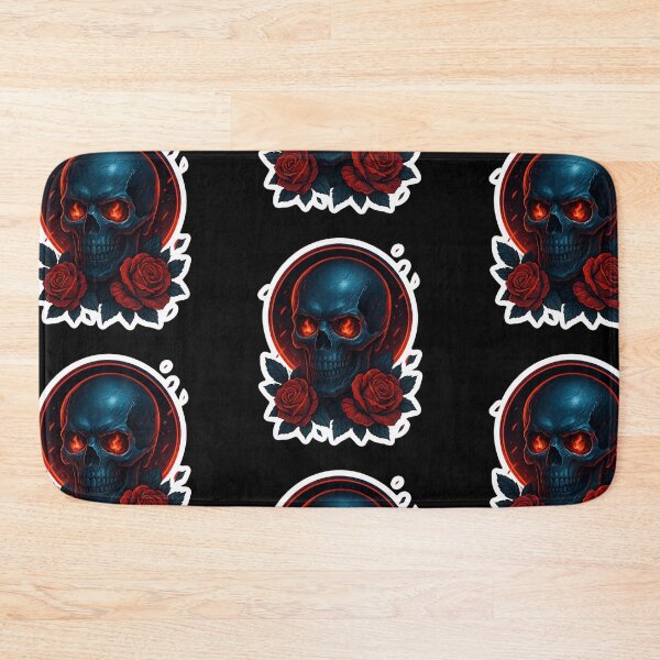 Item preview, Sticker blue skull with red roses designed and sold by LaNadaYFundante.