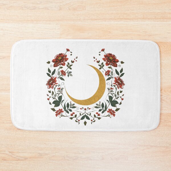 Item preview, Floral Crescent Moon with Red Blooms designed and sold by The Crazy Cat Lady.