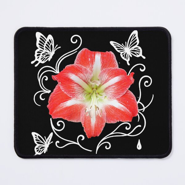 Item preview, Gorgeous Red Amaryllis and Butterflies on Black Shapes Mania designed and sold by Shapes-Mania.