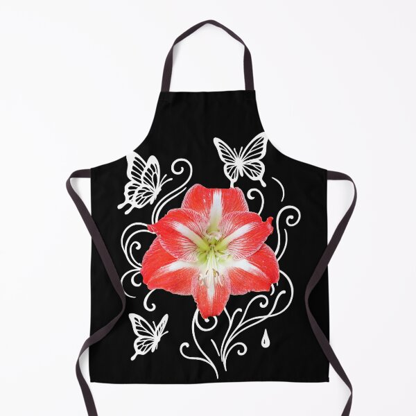 Item preview, Gorgeous Red Amaryllis and Butterflies on Black Shapes Mania designed and sold by Shapes-Mania.