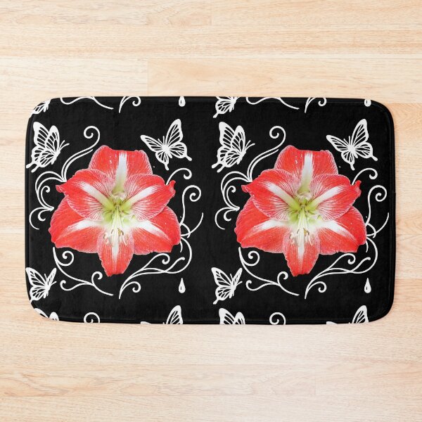 Item preview, Gorgeous Red Amaryllis and Butterflies on Black Shapes Mania designed and sold by Shapes-Mania.