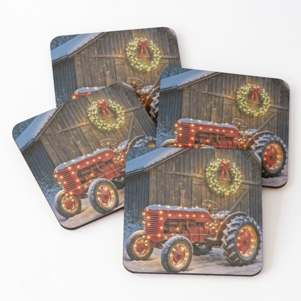 Item preview, Vintage Red Farm Tractor in Christmas Lights designed and sold by Maria Dryfhout.