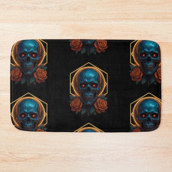 Item preview, Blue skull with fiery hexagon designed and sold by LaNadaYFundante.