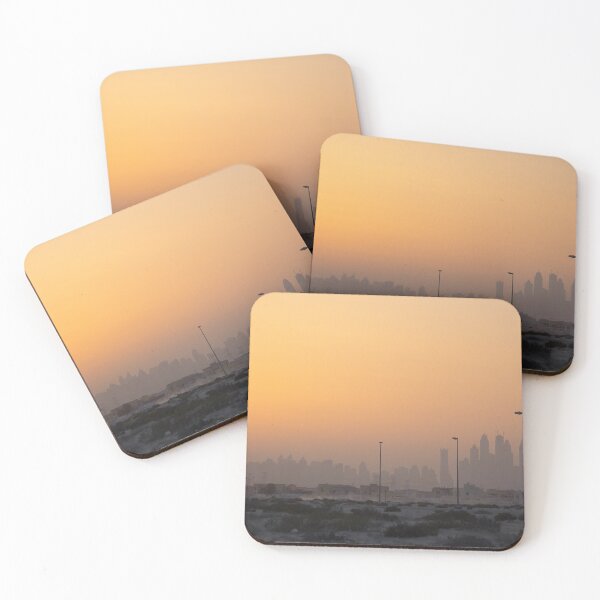 Item preview, Hazy Sunset Over the Dubai Desert Skyline Silhouette designed and sold by Greysline.