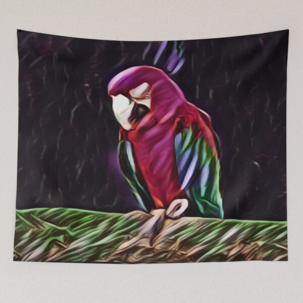 Item preview, Red Macaw Parrot on a Perch in Expressive Blend designed and sold by Fearless-Fox.