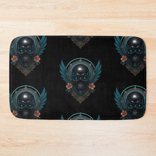 Item preview, Black winged skull with teal halo designed and sold by LaNadaYFundante.