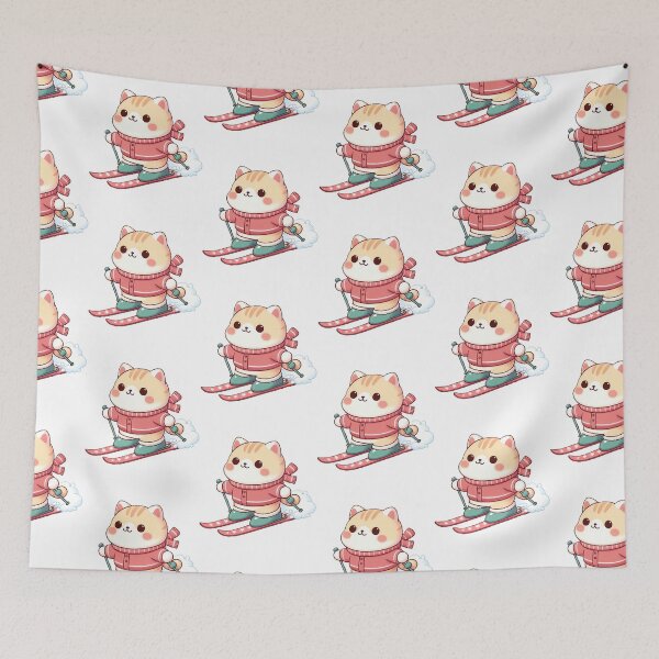 Item preview, Skiing Cat Ski Cute Snow designed and sold by raylie-mcalpin.