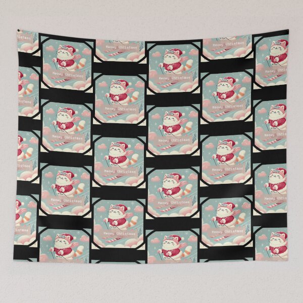 Item preview, Sky Skiing Christmas Cat - Funny  Cute Sticker designed and sold by raylie-mcalpin.