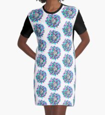 Vestido camiseta Stained glass effect Flower inked water Doodle