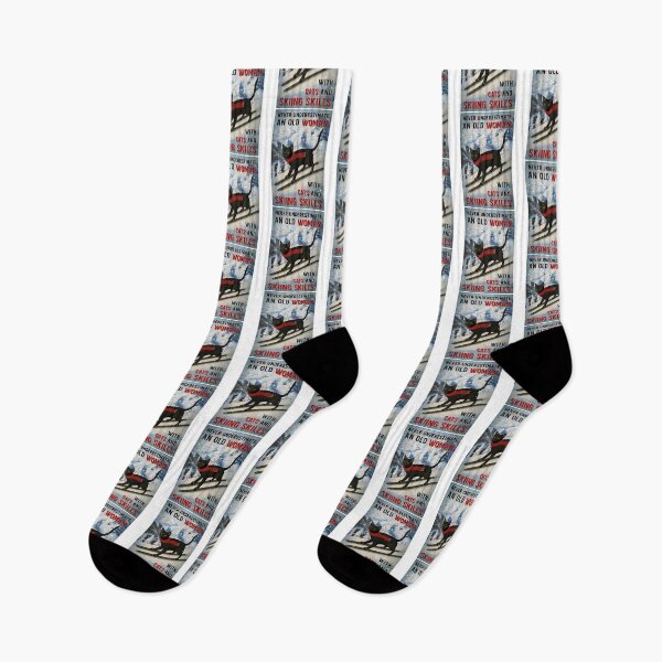 Item preview, Never Underestimate An Old Woman With Cats And Skiing Skills designed and sold by raylie-mcalpin.