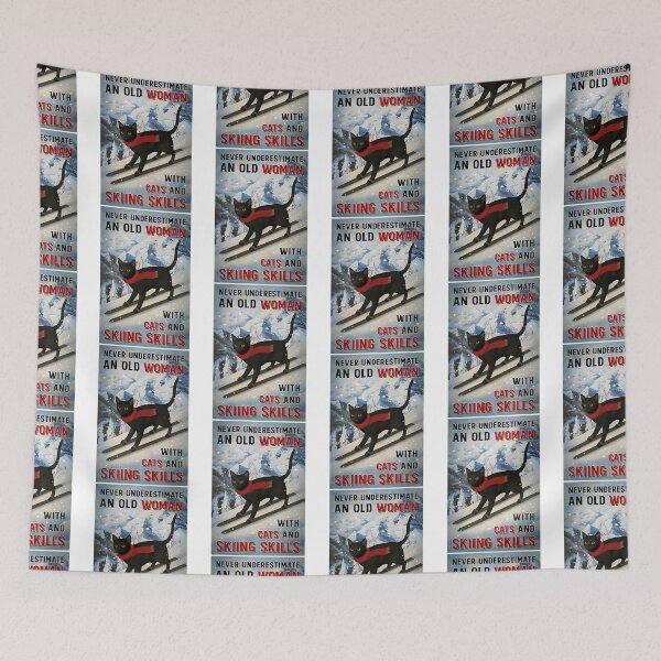 Item preview, Never Underestimate An Old Woman With Cats And Skiing Skills designed and sold by raylie-mcalpin.