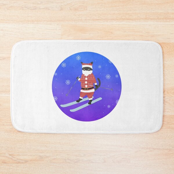 Item preview, Black Cat Santa Skier designed and sold by raylie-mcalpin.