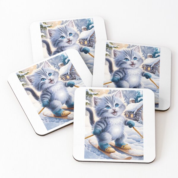 Item preview, A Cute Gray Kitten Is Cross-Country Skiing designed and sold by raylie-mcalpin.