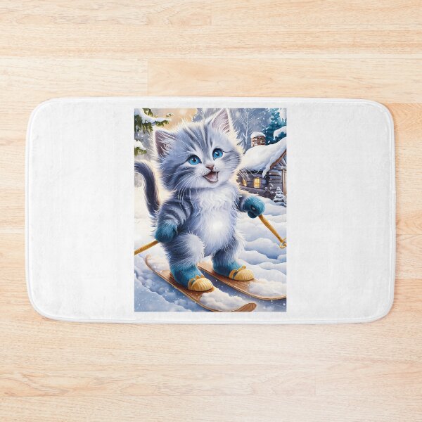 Item preview, A Cute Gray Kitten Is Cross-Country Skiing designed and sold by raylie-mcalpin.