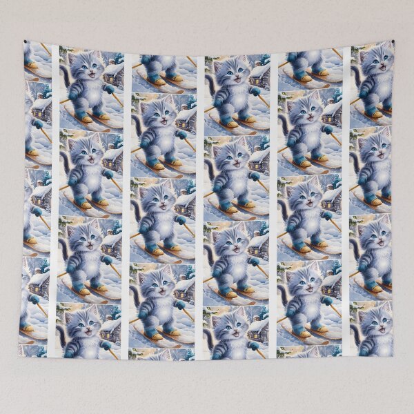 Item preview, A Cute Gray Kitten Is Cross-Country Skiing designed and sold by raylie-mcalpin.