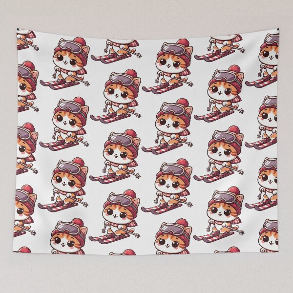 Item preview, Funny Cat Skiing Snow designed and sold by raylie-mcalpin.