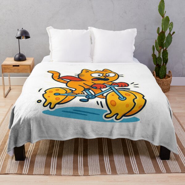 Item preview, Cat Riding Cheese Bike – Funny Cartoon Orange Cat Cycling designed and sold by MeowLaugh.