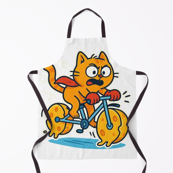 Item preview, Cat Riding Cheese Bike – Funny Cartoon Orange Cat Cycling designed and sold by MeowLaugh.