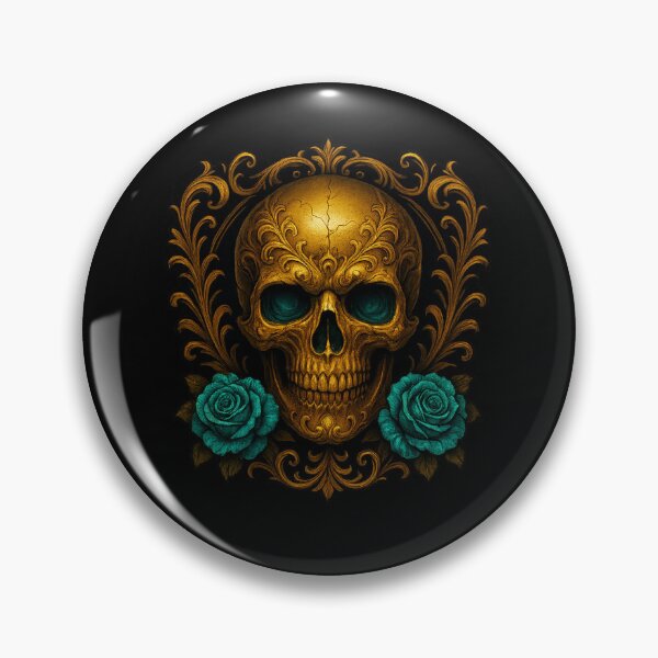 Item preview, Framed golden skull with two roses designed and sold by LaNadaYFundante.