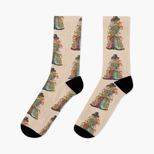 Item preview, Christmas tree with cowgirl boots, Desert Merry, hawthorn and pine branches and cactus, western style, country,horseback, riding, horse owner, farmer, western  designed and sold by Collagedream.