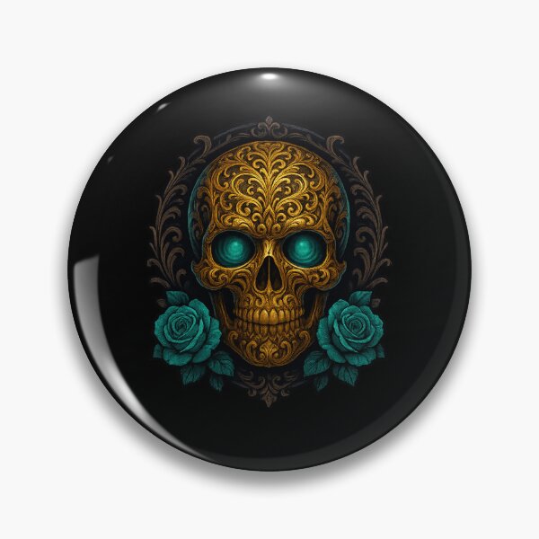 Item preview, Classic golden skull with dark frame designed and sold by LaNadaYFundante.