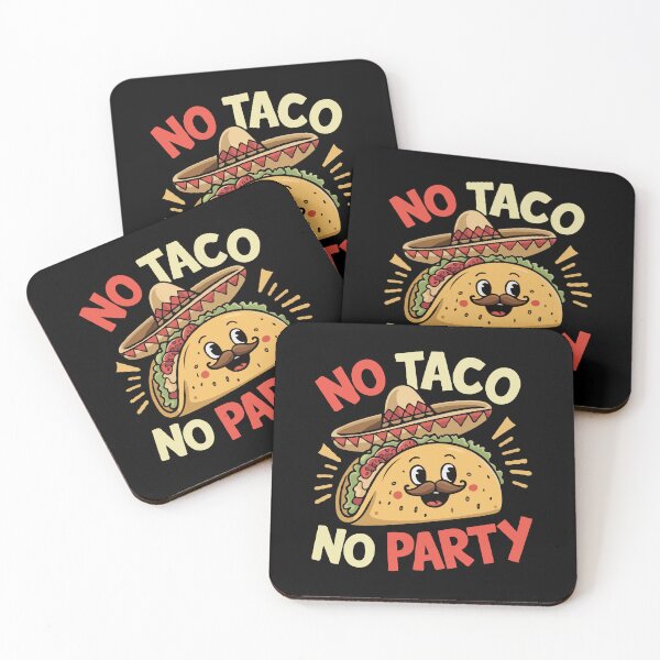 Item preview, No Taco No Party – Cute Taco Character With Sombrero - Funny Mexican Food Lover Design - Taco Tuesday Fiesta Artwork designed and sold by BrainBubbleArt.