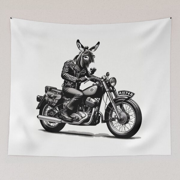 Item preview, cute donkey and classic motorcycle designed and sold by Dogandesighn.