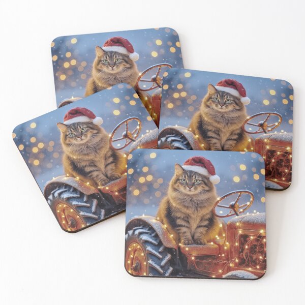 Item preview, Maine Coon Christmas Cat On a Farm Tractor designed and sold by Maria Dryfhout.