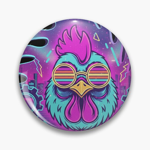 Artikelvorschau, Neon Rooster Vibes | Synthwave Vaporwave Retro Chicken entworfen und verkauft von MerchYouSearch.