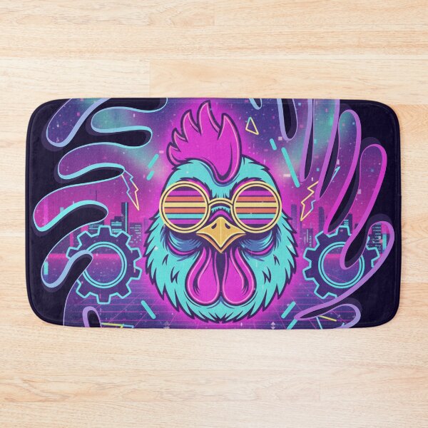 Item preview, Neon Rooster Vibes | Synthwave Vaporwave Retro Chicken designed and sold by MerchYouSearch.