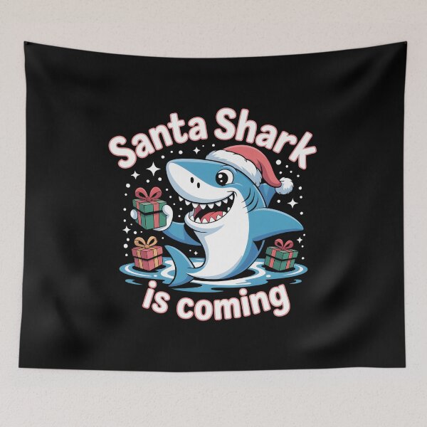 Item preview, Santa Shark is Coming Funny Christmas Gift T-Shirt designed and sold by Slaw-Creation.