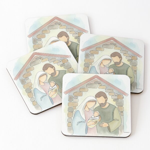Item preview, Minimalist Nativity Stable Christmas watercolor designed and sold by Seeds of Change.