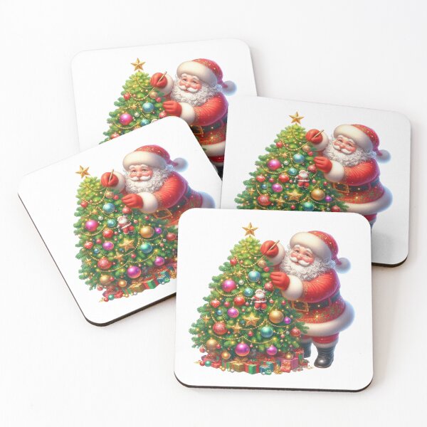 Artikelvorschau, Der Weihnachtsmann schmückt den Weihnachtsbaum entworfen und verkauft von JonysCreativeDesigns.