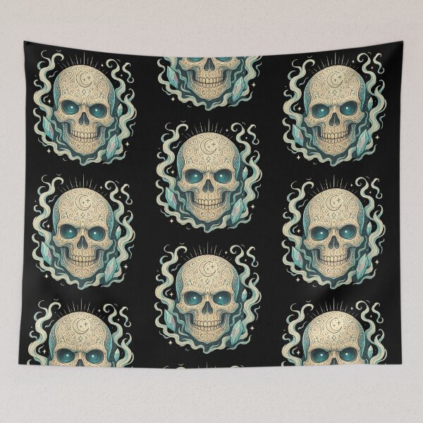 Item preview, Ornamental Skull under Starry Night designed and sold by LaNadaYFundante.