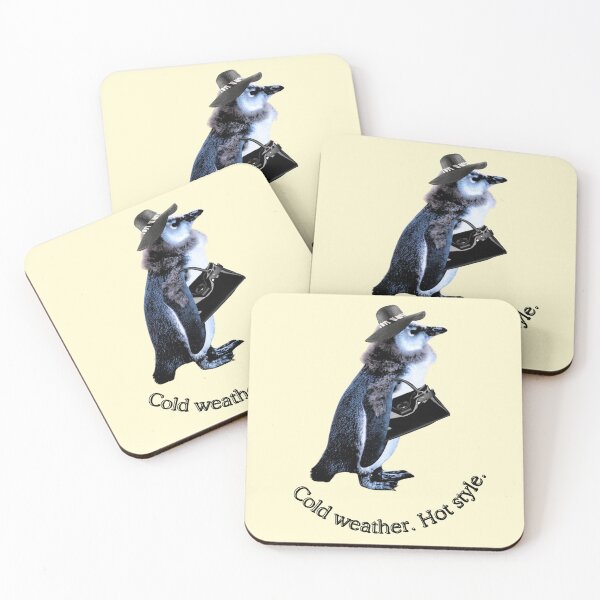 Item preview, Cold weather. Hot style. | Stylish penguin lady with hat, scarf & bag designed and sold by Katja LebenFreude.