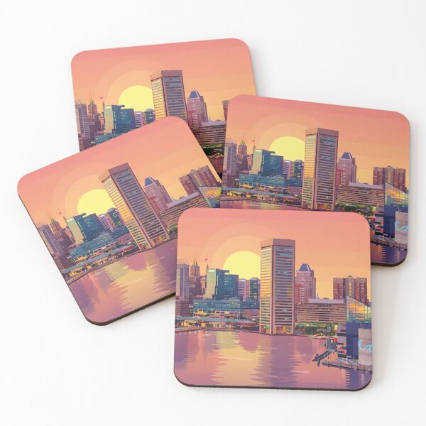Item preview, Baltimore Inner Harbor Sunset Skyline Art designed and sold by Hyperfocus Wonders.