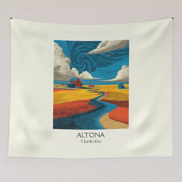 Item preview, Altona Manitoba Farm Landscape | Prairie Sunset Art designed and sold by TuncGK.