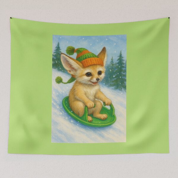 Item preview, Ernie, the Fennec Fox Sleds Down a Hill designed and sold by Tridentulus.
