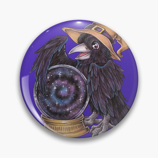 Item preview, Cute raven witch with crystal ball fortune teller designed and sold by ZadzeneaArt.