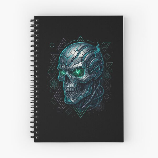 Item preview, Steel Front Tech Skull with Teal Aura designed and sold by LaNadaYFundante.