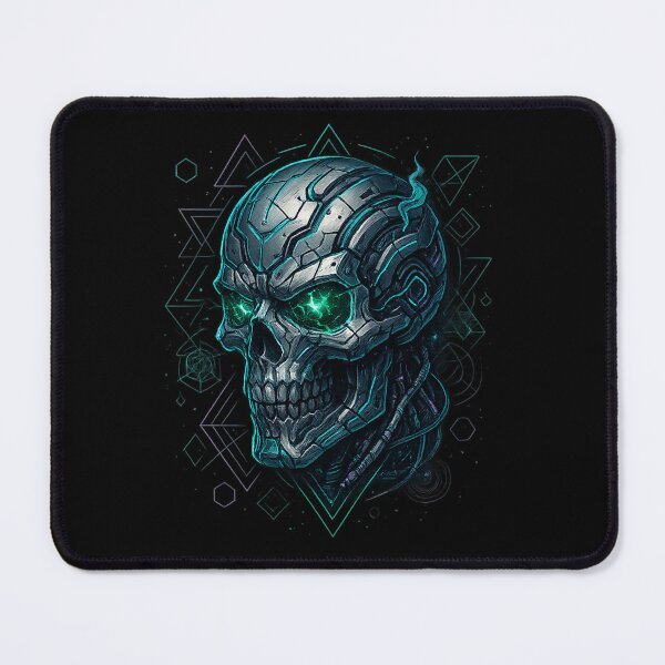 Item preview, Steel Front Tech Skull with Teal Aura designed and sold by LaNadaYFundante.
