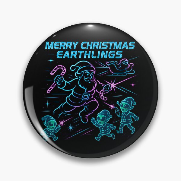Item preview, Merry Christmas Earthlings – Neon Sci-Fi Santa & Alien Elves designed and sold by AddictiveDesign.